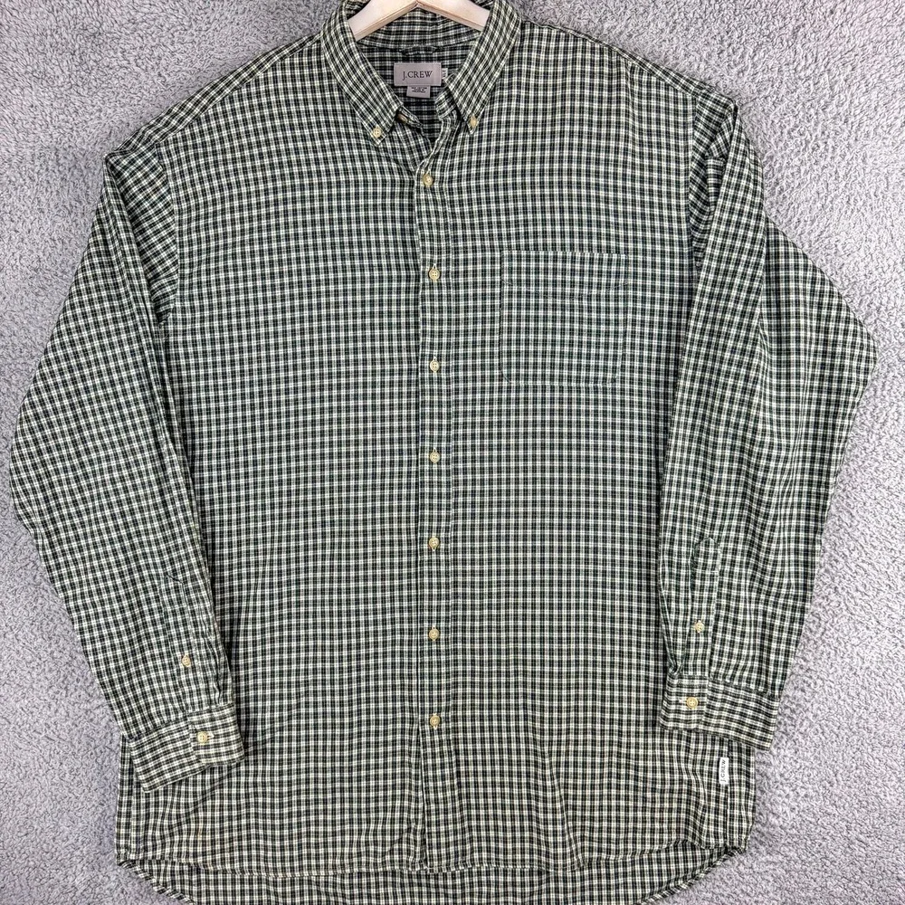 J Crew Shirt Mens XL Green Navy Plaid Button Down‎ Long Sleeve Casual Cotton